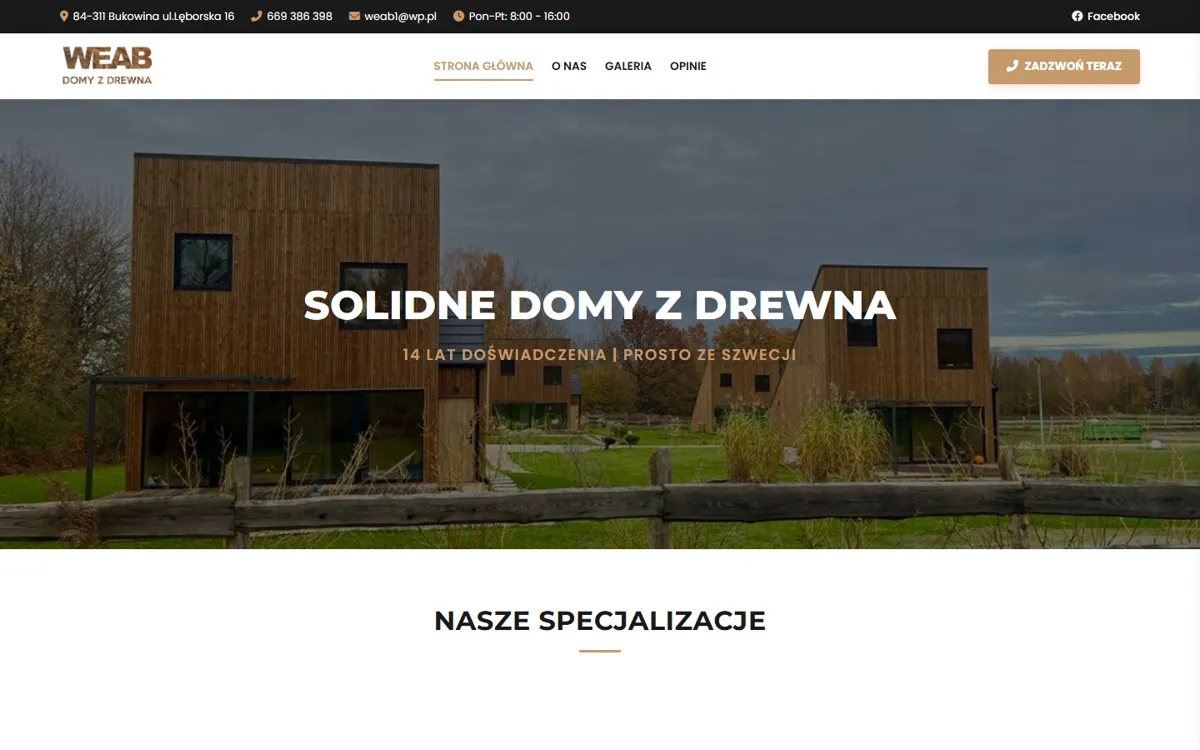 Strona WEAB Domy z Drewna, weabdomyzdrewna.pl